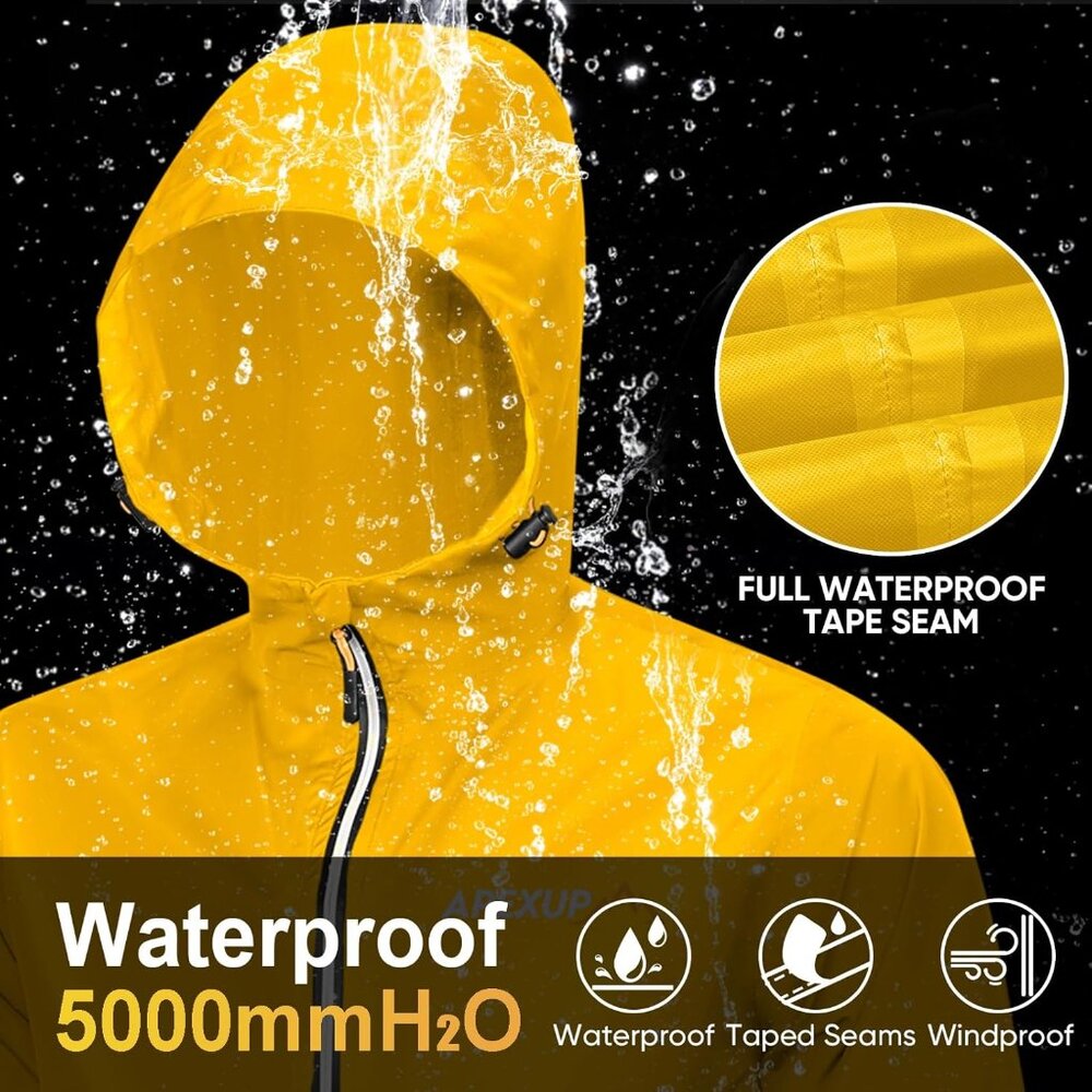 Packable Rain Jacket Men with Reflective Zipper, … - image 3